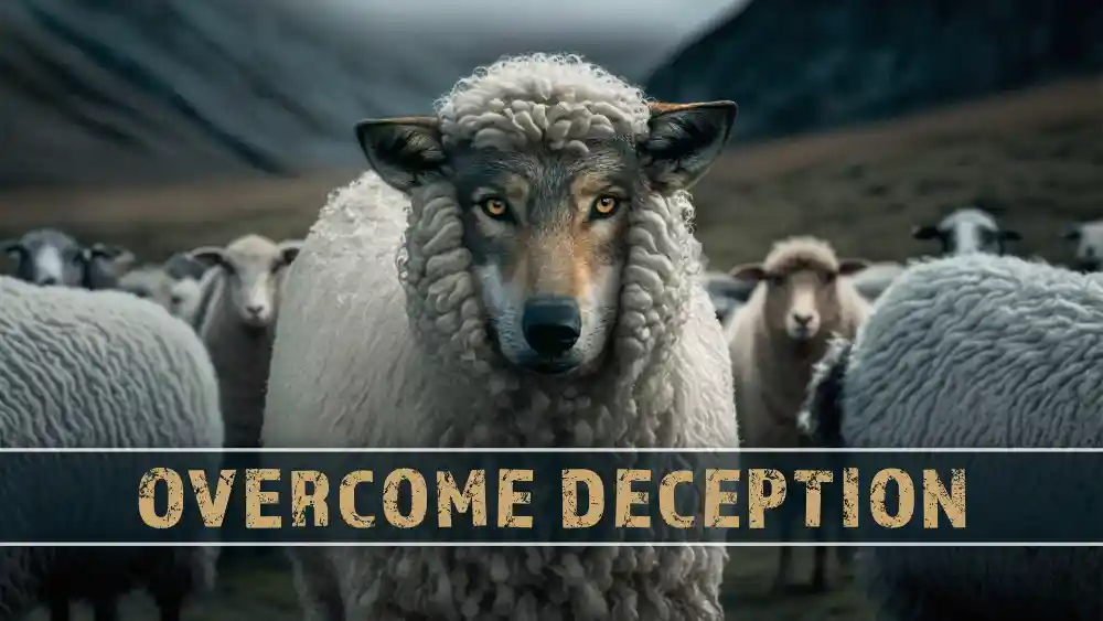 A wolf in sheep's clothing in a herd of sheep
